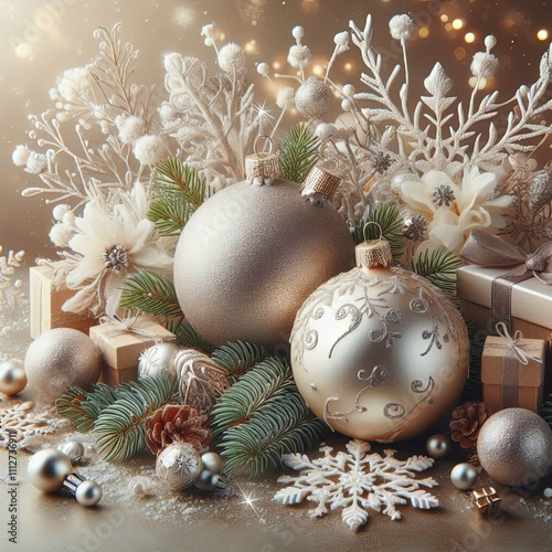 Christmas composition for decorating stylish cards and festive designs