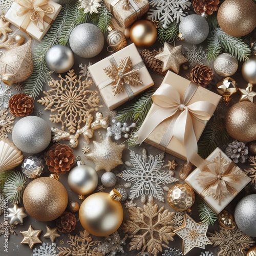 Christmas composition for decorating stylish cards and festive designs