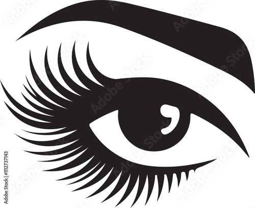 eye with long eyelashes and brows