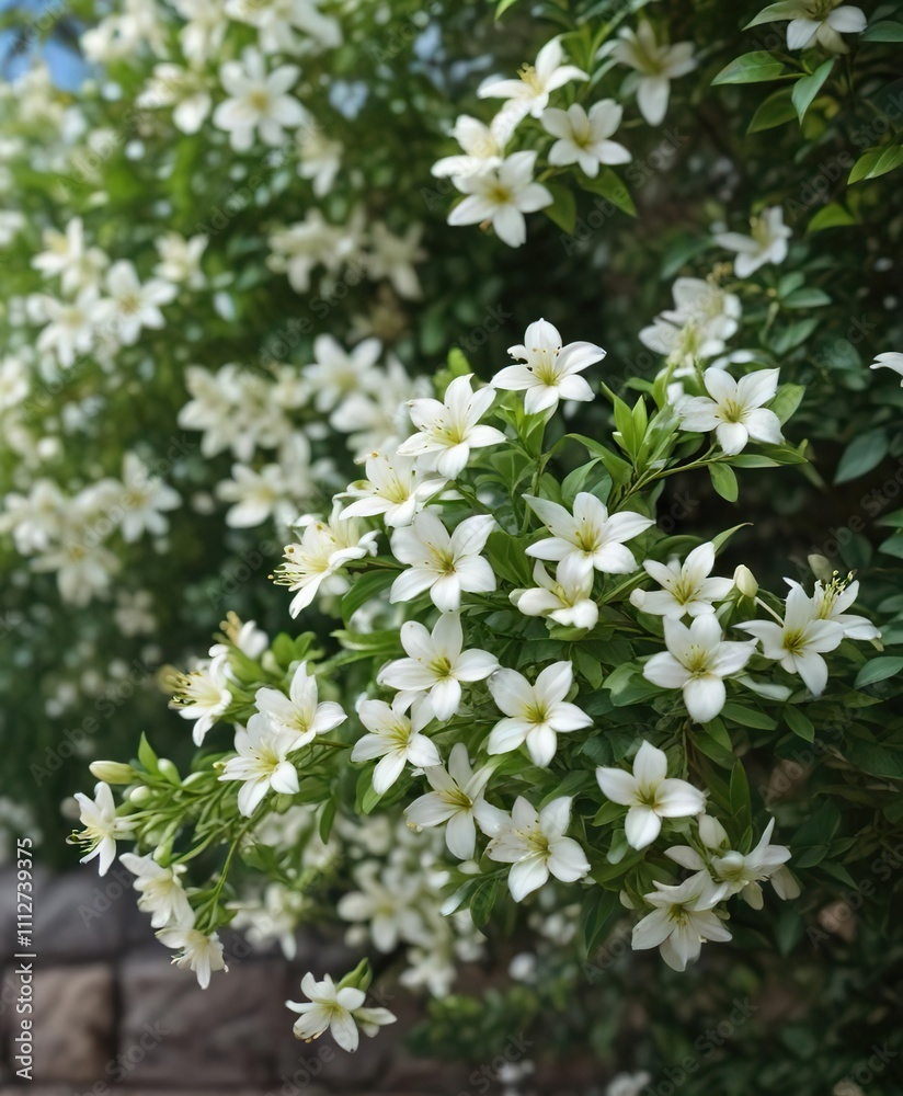 A fragrant bush with small white jasmine flowers , bushes, small flowers A fragrant bush with small white jasmine flowers , bushes, small flowers