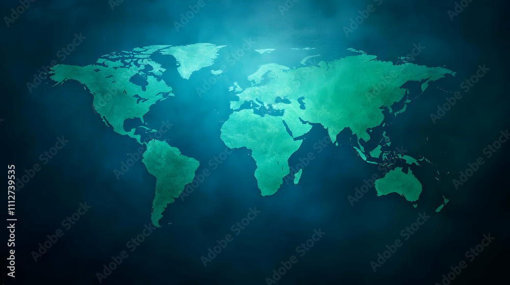 Fototapeta premium Stylized world map with green hues.
