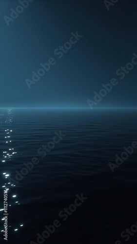 A peaceful and serene lake at night with soft rays of light and shimmering ripples on the water, serene landscape, soft rays of light