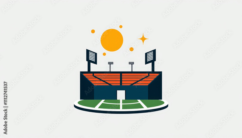 Obraz premium Colorful stadium under a bright sun with vibrant atmosphere and energy on a lively game day