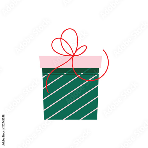 Xmas gift box with ribbon