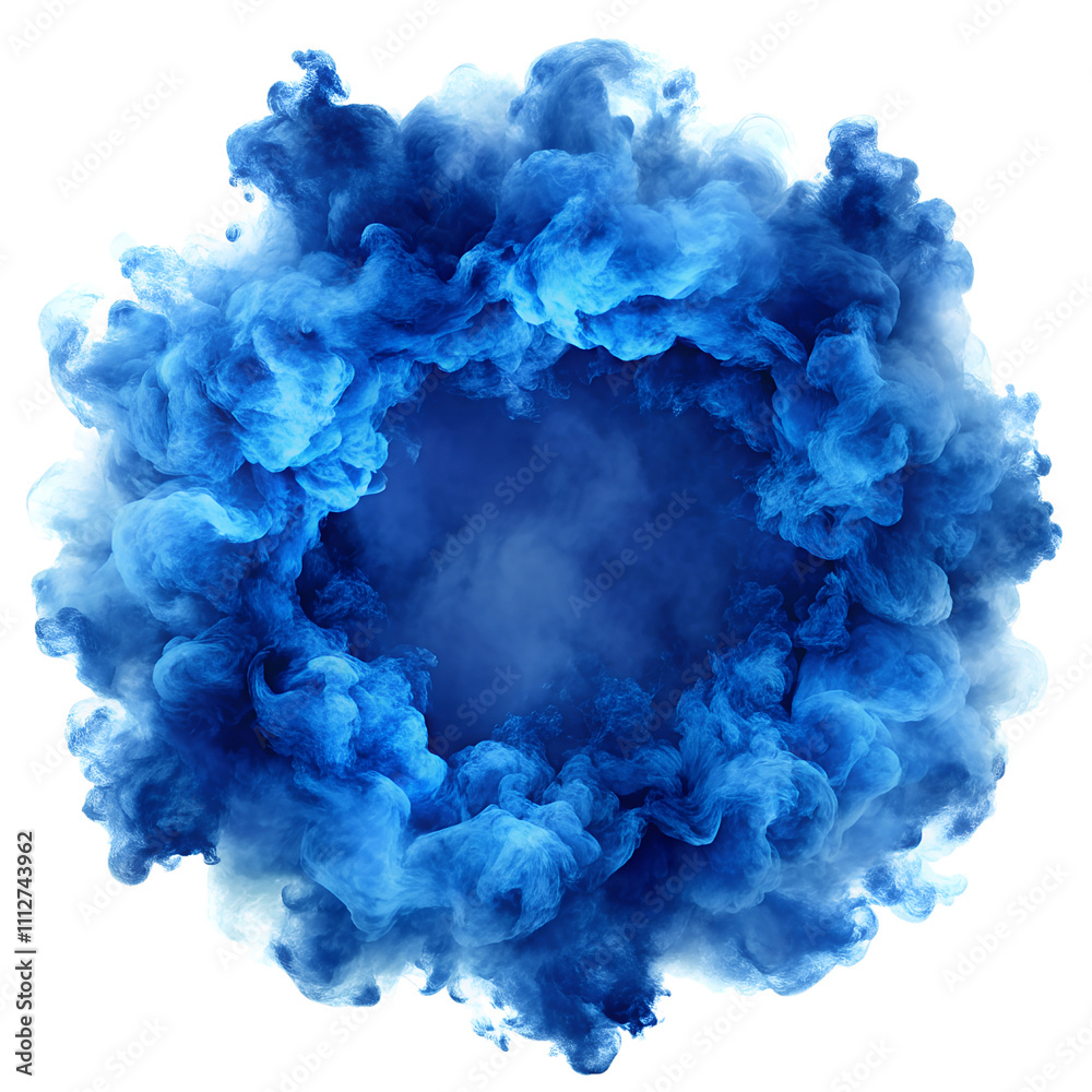 a blue smoke explosion border isolated on white background. a blue smoke explosion border isolated on white background.
