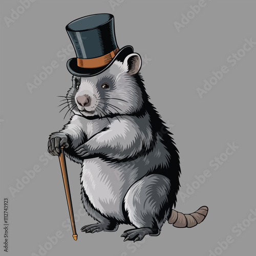 Cute Wombat Cowboy hat stick on hand