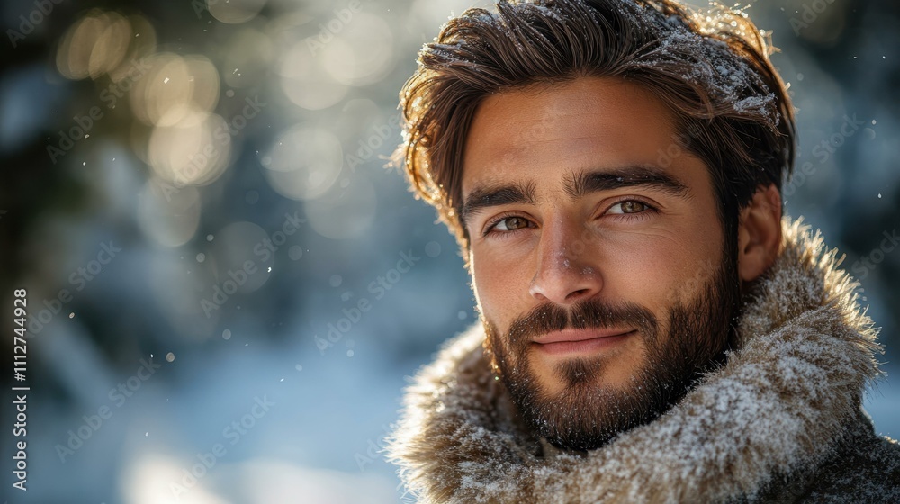 A Observing a discount for grooming services the handsome man thinks about visiting for a customized haircut and beard trim A Observing a discount for grooming services the handsome man thinks about visiting for a customized haircut and beard trim