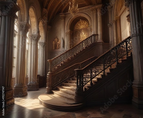 Grand staircase with intricate details in the Church of Saints Cyril and Methodius , details, church, architecture photo