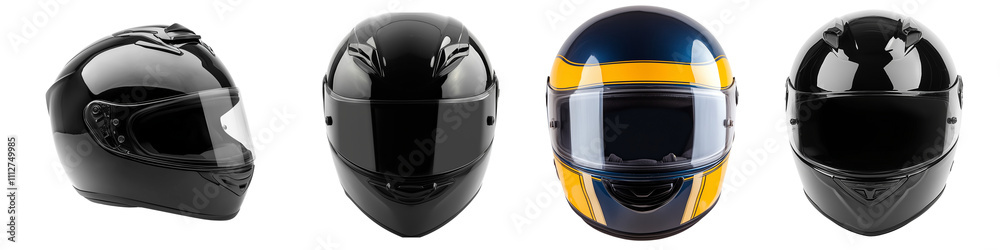 Set of full-face motorcycle helmet, isolated on transparent background. Set of full-face motorcycle helmet, isolated on transparent background.