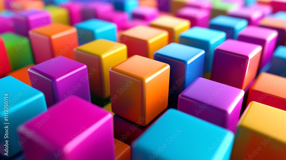 Colorful glossy blocks arranged in a repeating pattern.