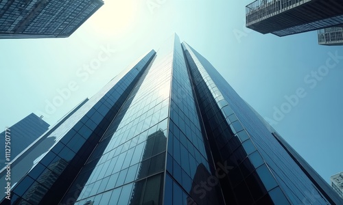 Reaching for the Sky - Futuristic Skyscraper in Urban Landscape photo