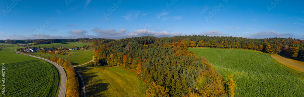 Pfaffenhofen landscape view during autumn season with blue sky and sunshine Pfaffenhofen landscape view during autumn season with blue sky and sunshine