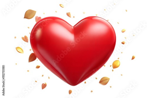Wallpaper Mural Red Heart, Golden Leaves, Autumn Love, Romantic 3D Render Torontodigital.ca