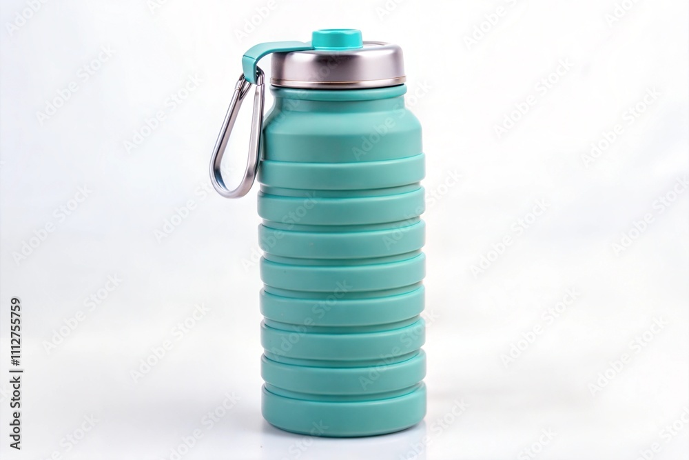 Collapsible Silicone Water Bottle with Carabiner, Teal, Reusable, Portable, Hydration Collapsible Silicone Water Bottle with Carabiner, Teal, Reusable, Portable, Hydration