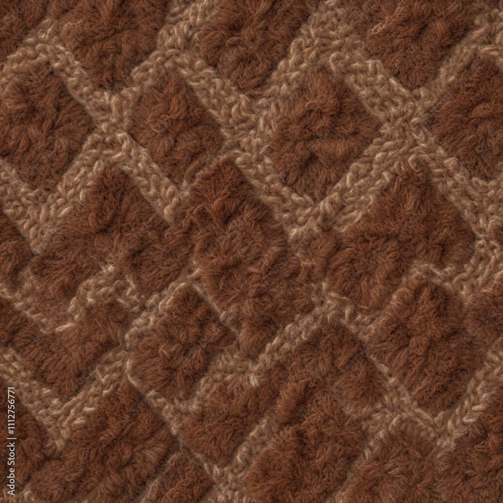 Fototapeta premium Brown Berber carpet with looped pile and chunky texture, fuzzy, soft, textured