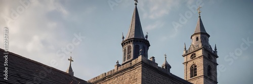 Church tower with a distinctive finial and weather vane, Finial, Weather Vane photo