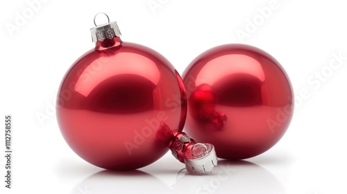 Two Shiny Red Christmas Ornaments photo