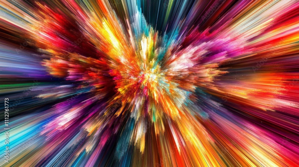 Explosion of vibrant light and color, creating an abstract, futuristic energy burst. Explosion of vibrant light and color, creating an abstract, futuristic energy burst.