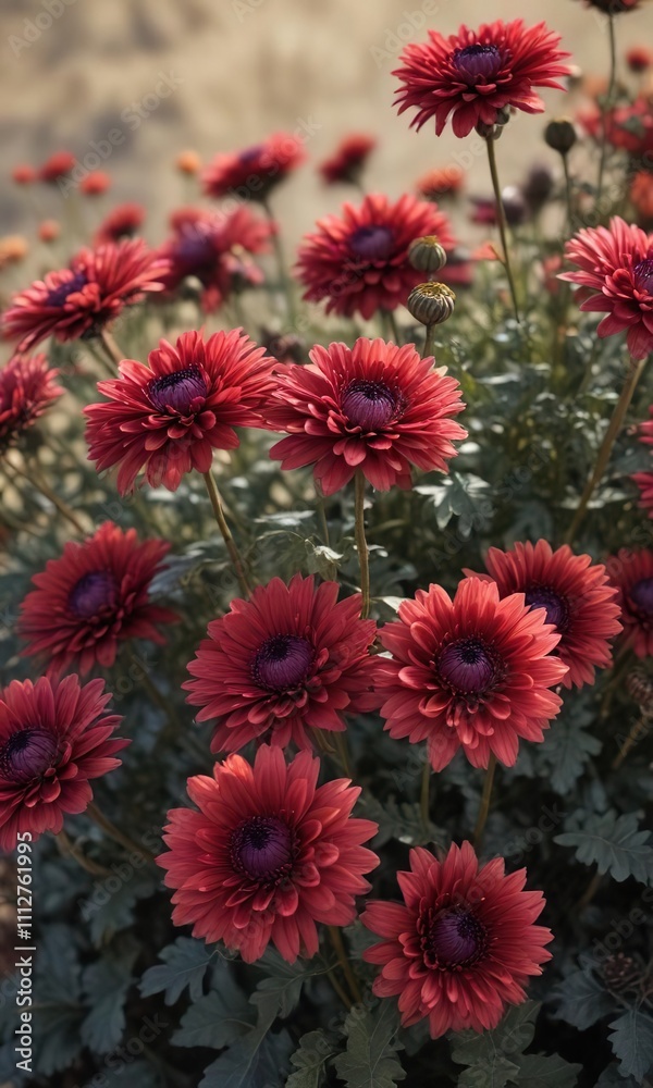 Dry and withered bush of burgundy chrysanthemums, chrysanthemum varieties, burgundy flowers, dead plant foliage Dry and withered bush of burgundy chrysanthemums, chrysanthemum varieties, burgundy flowers, dead plant foliage