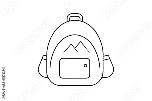 Camping concept bag line art vector illustration