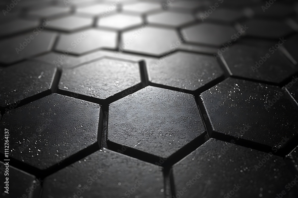 Abstract background of black hexagons with a modern and futuristic feel Abstract background of black hexagons with a modern and futuristic feel