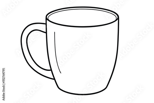 Empty mug line art vector illustration