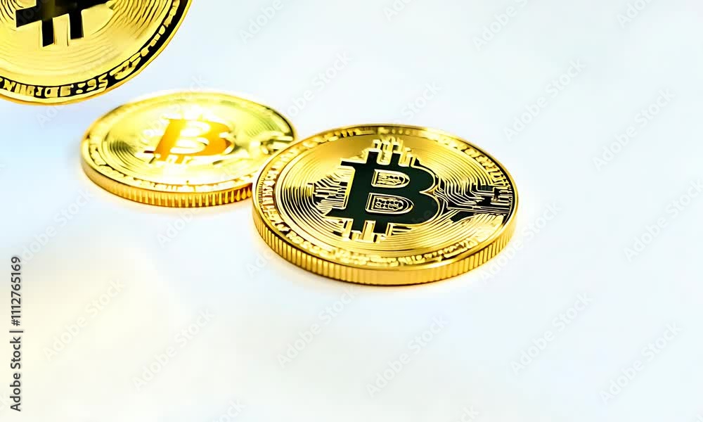 Closeup of Gold Bitcoin Coins Closeup of Gold Bitcoin Coins
