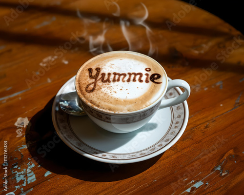 Freshly made yummie cappuccino photo