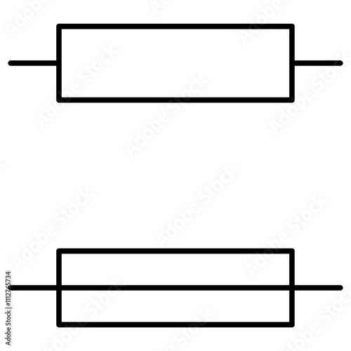 Schematic designation of resistor and fuse used in electrical engineering