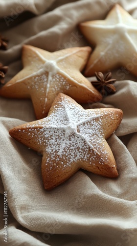 Creating a delightful starshaped cookie a sweet baking adventure in the kitchen with powdered sugar dusting