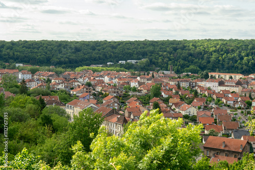 Vue générale de la petite ville de Joeuf en Meurthe et Moselle, ancien haut lieu de la sidérurgie connu pour ses forges. 