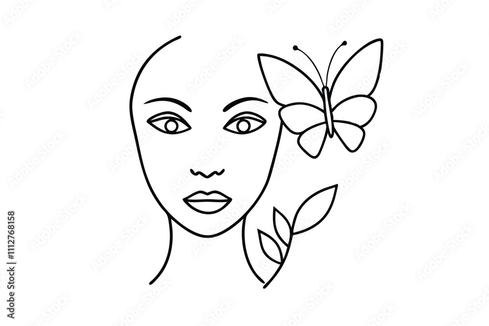 Nature symbol of cosmetics line art vector illustration Nature symbol of cosmetics line art vector illustration
