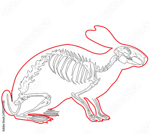 Skeletal system of animals. Animals Bone Structure hand drawing vector illustration