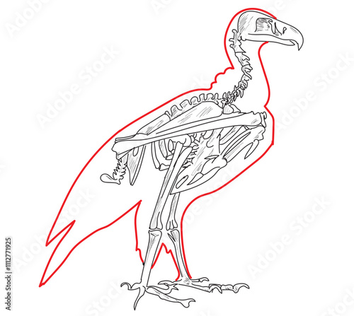 Skeletal system of animals. Animals Bone Structure hand drawing vector illustration