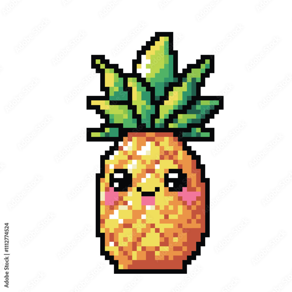 Fototapeta premium Pixel art kawaii pineapple