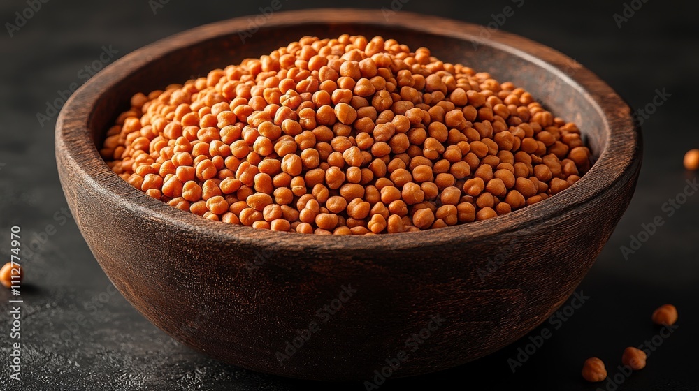 Close-up of a Wooden Bowl Filled with Brown Chickpeas Close-up of a Wooden Bowl Filled with Brown Chickpeas