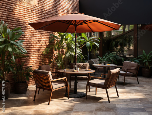 Cozy Outdoor Seating Area with Umbrella