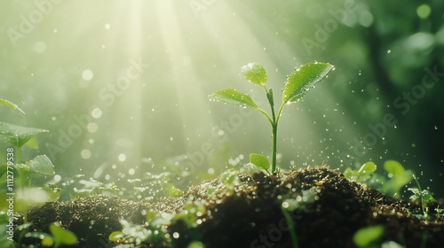Young plant springing up out of the soil
