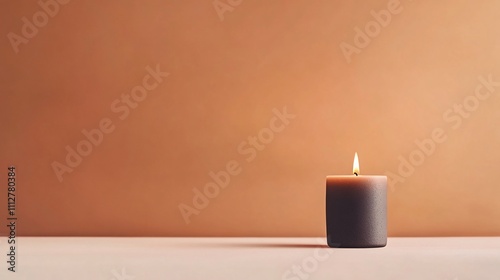 Minimalist Candle on a Warm Background