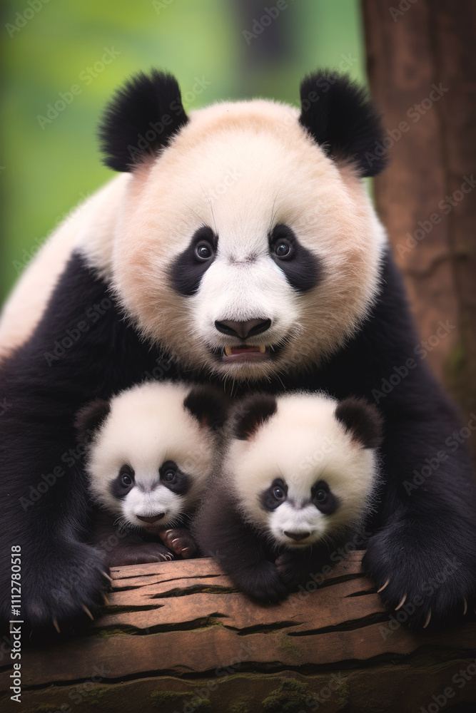 Fototapeta premium Panda in the forest Generative AI