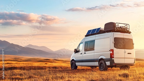 Van life adventure in scenic landscape