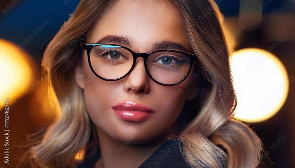 Studio portrait of a beautiful fashion model in glasses Studio portrait of a beautiful fashion model in glasses