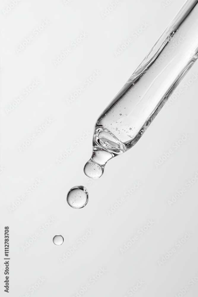 Glass dropper releasing droplets in a minimalistic setting, showcasing liquid precision and elegant transfers Glass dropper releasing droplets in a minimalistic setting, showcasing liquid precision and elegant transfers