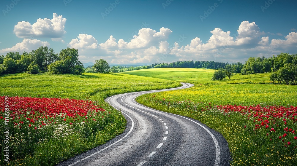 Naklejka premium curved road with white markings illustratio