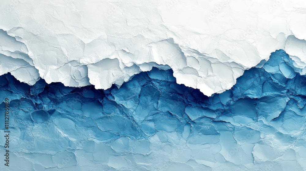 Obraz premium Stunning Abstract Landscape, Majestic Blue and White Mountain Forms, Intricate Textural Art