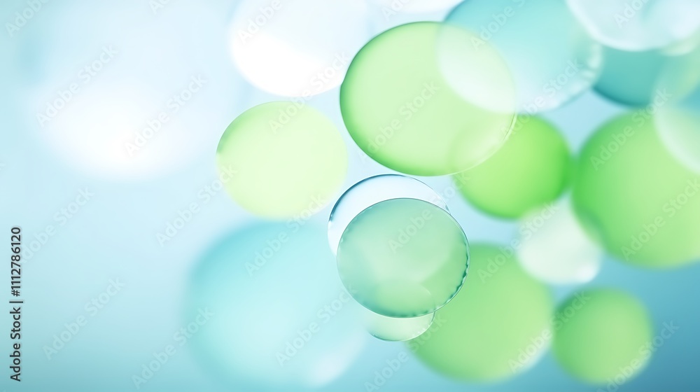 Abstract Green and Blue Liquid Bubbles Floating Abstract Green and Blue Liquid Bubbles Floating