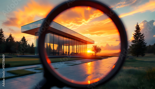 Wallpaper Mural Focused Real Estate Search with a Magnifying Glass on a Dream Home Torontodigital.ca