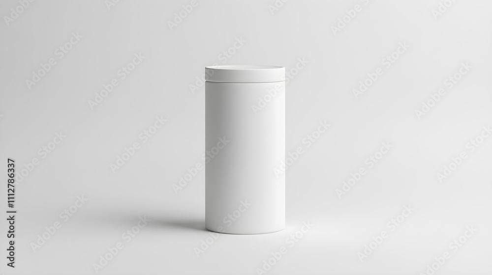 Elegant Matte White Metal Tea Canister on a Minimalist White Background