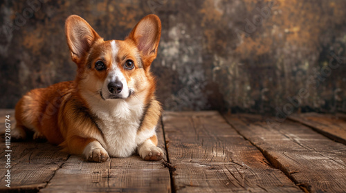 Beautiful cute Corgi dog on a bright background