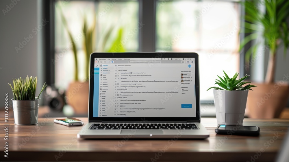 Professional Email Communication on Minimalist Desk for Office Productivity Professional Email Communication on Minimalist Desk for Office Productivity